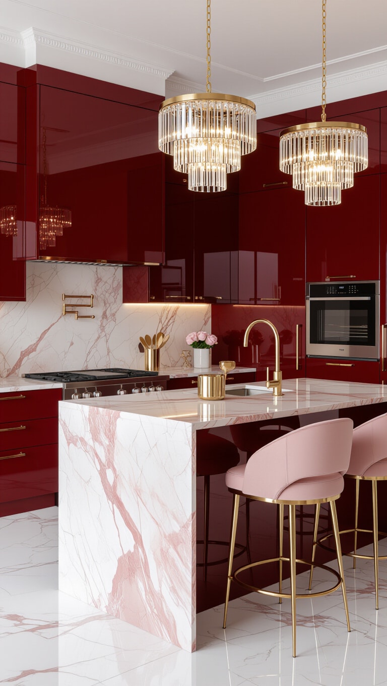 Glamorous Pink and Red Luxe Kitchen