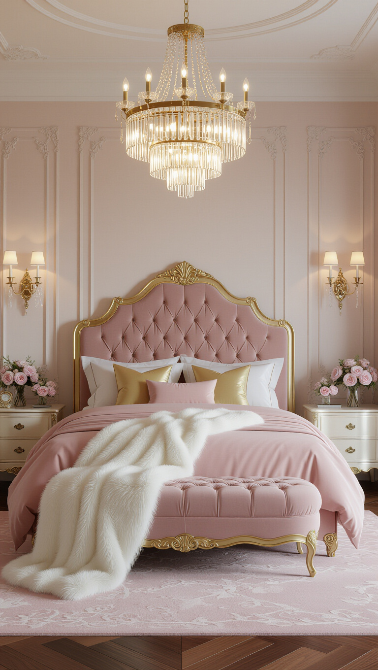 Glamorous Pink Velvet Bedroom