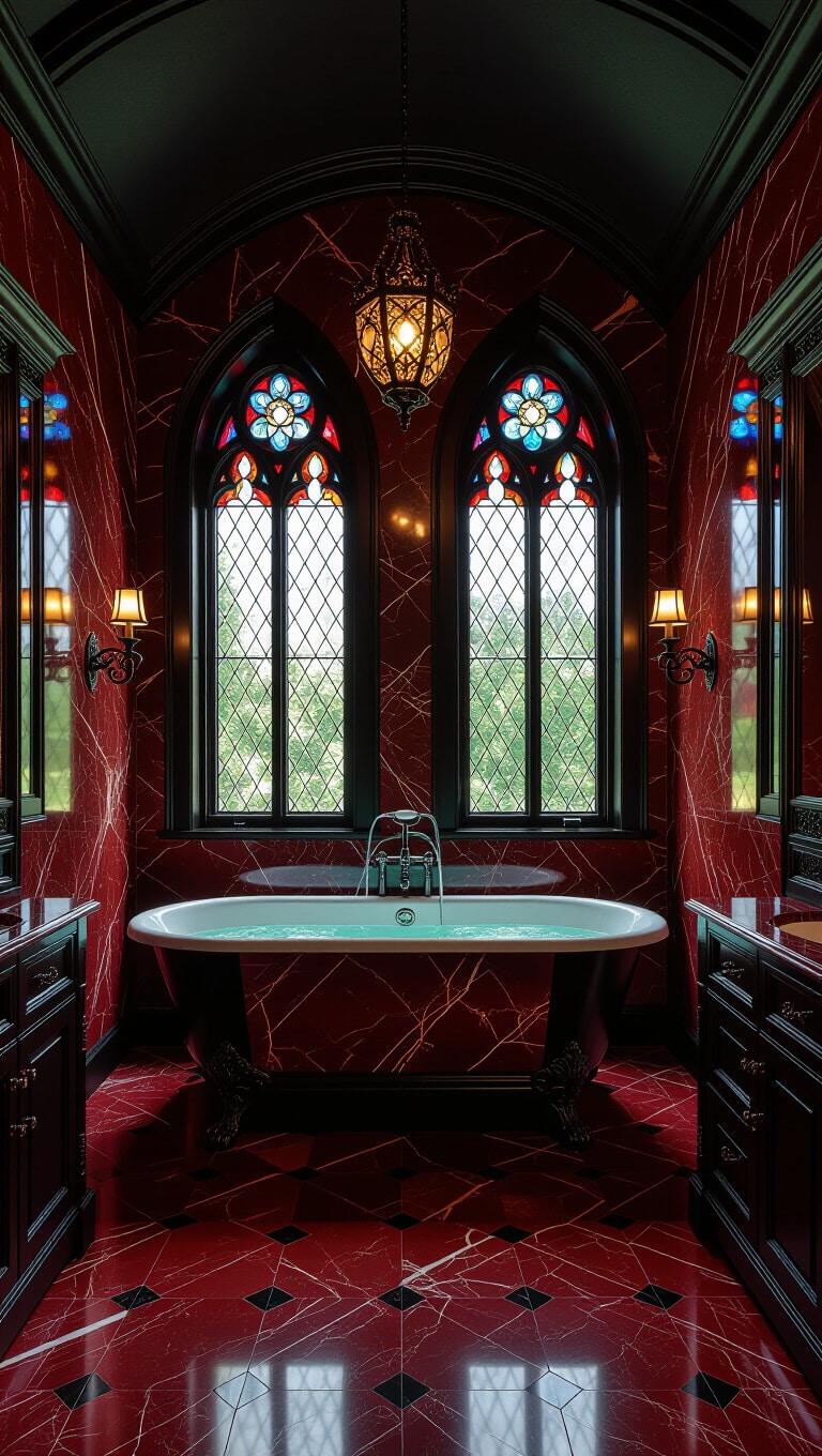 Gothic Red Marble Bathroom