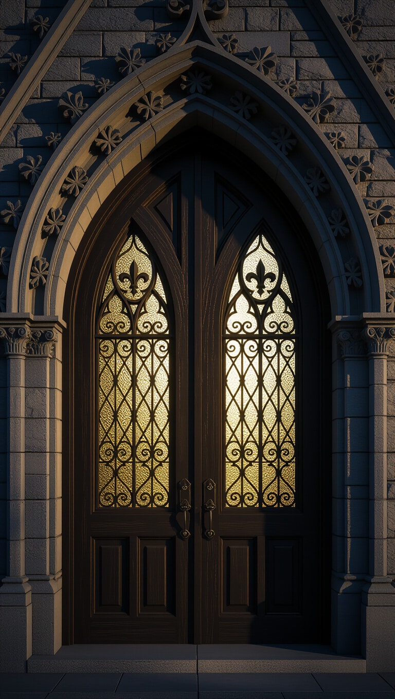 Gothic Revival Arched Double Doors