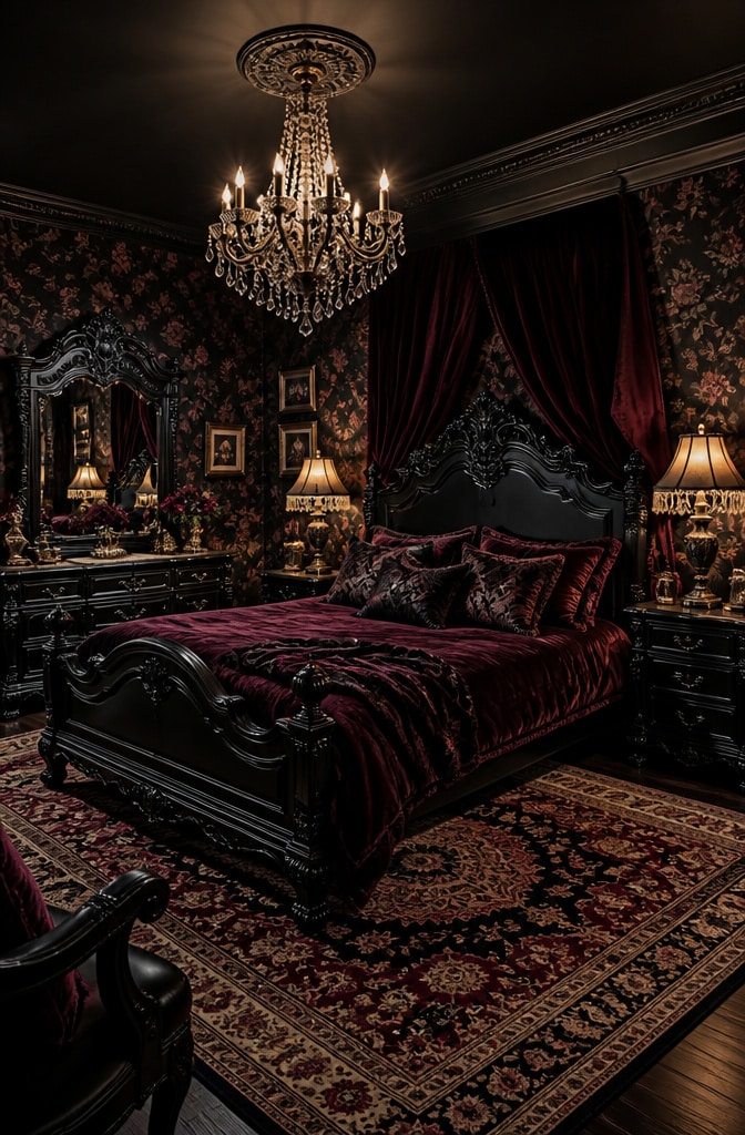 Gothic Victorian Black Bedroom