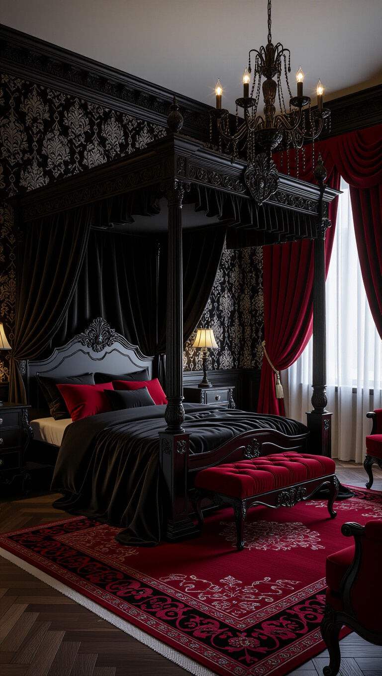 Gothic Victorian Black Bedroom