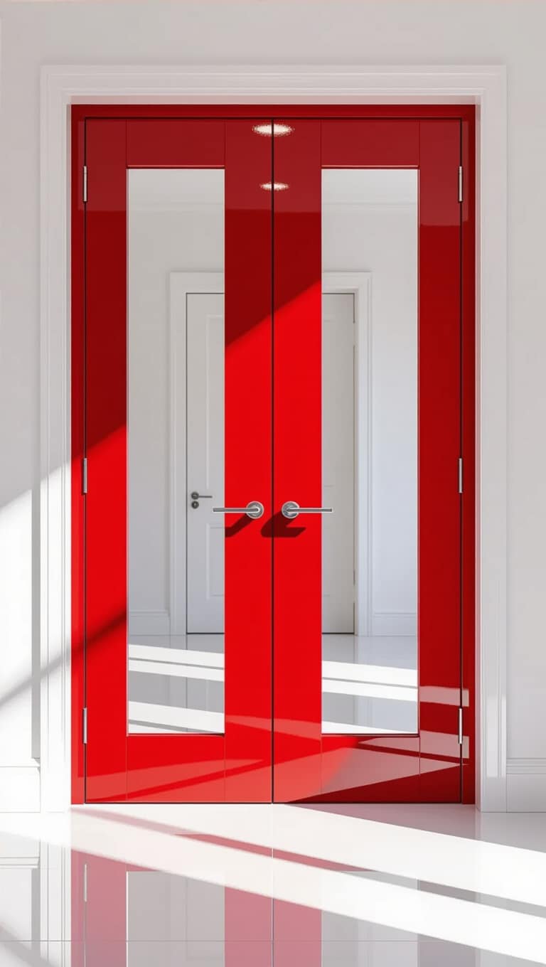 High Gloss Lacquered Red Double Doors