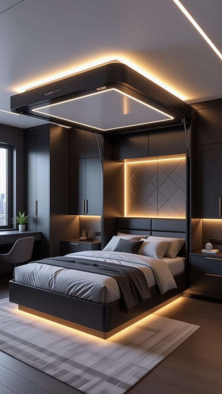 High-Tech Smart Space-Saving Bedroom