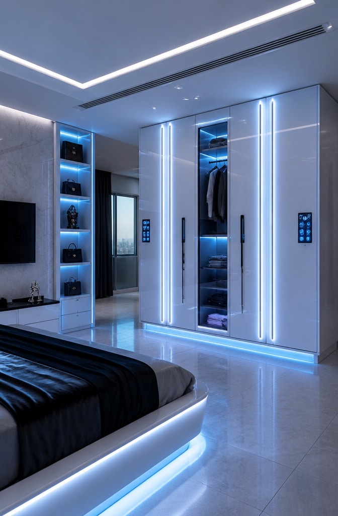 High-Tech White Wardrobe Bedroom