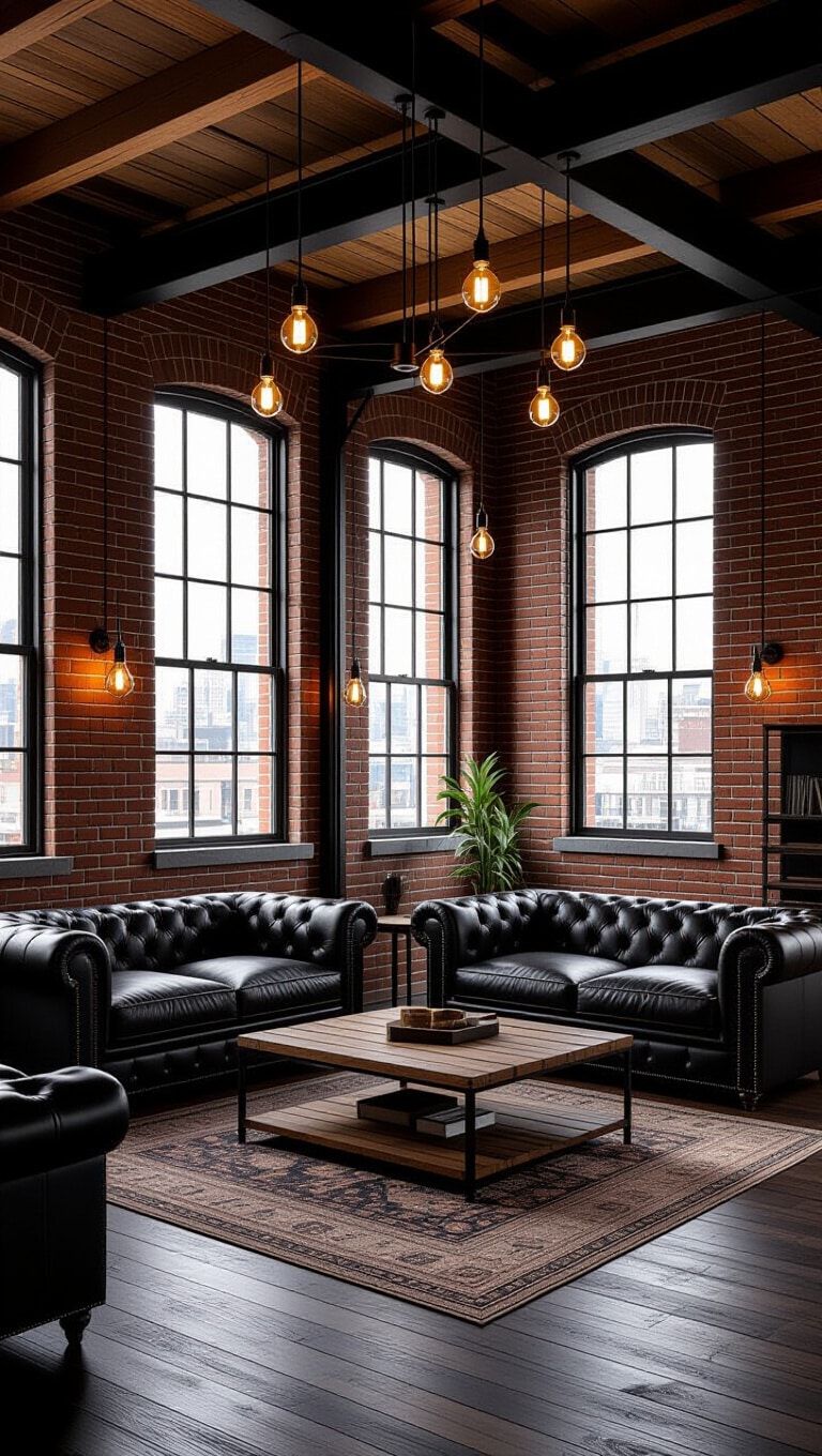 Industrial Black Loft Living Room