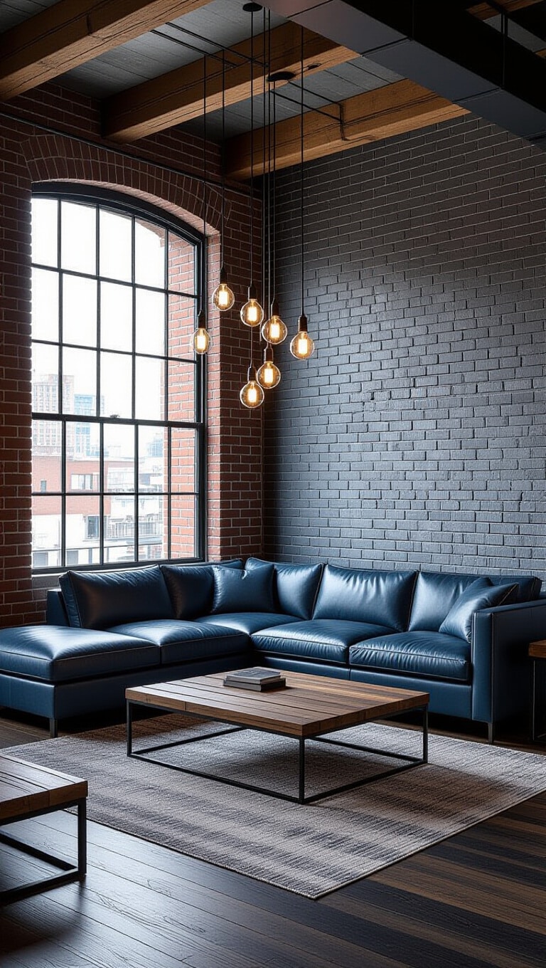 Industrial Blue Grey Living Room