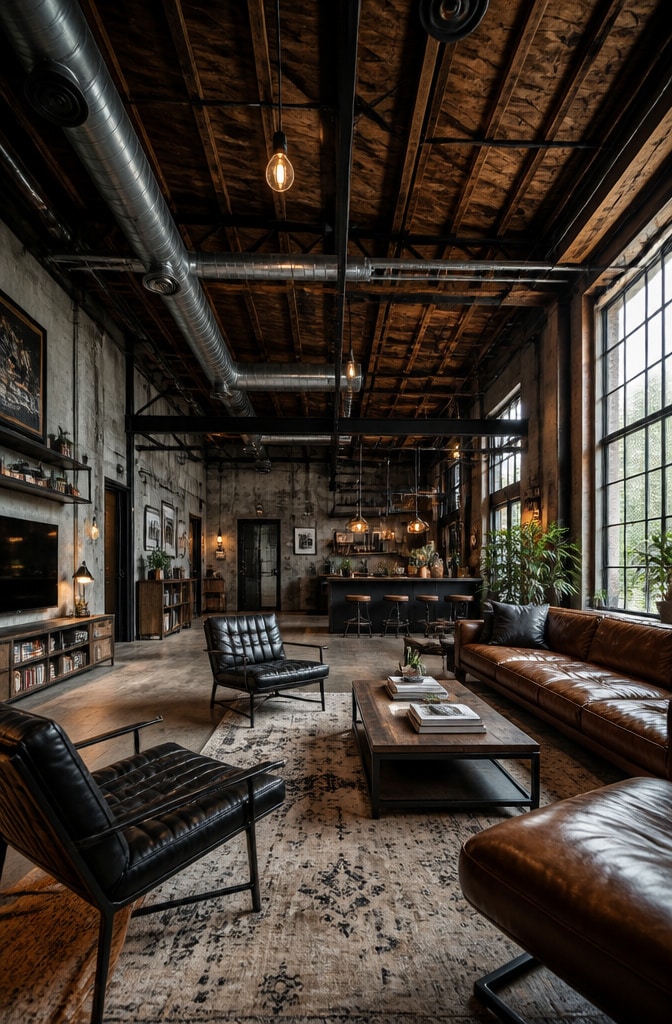 Industrial Brown Ceiling Living Room