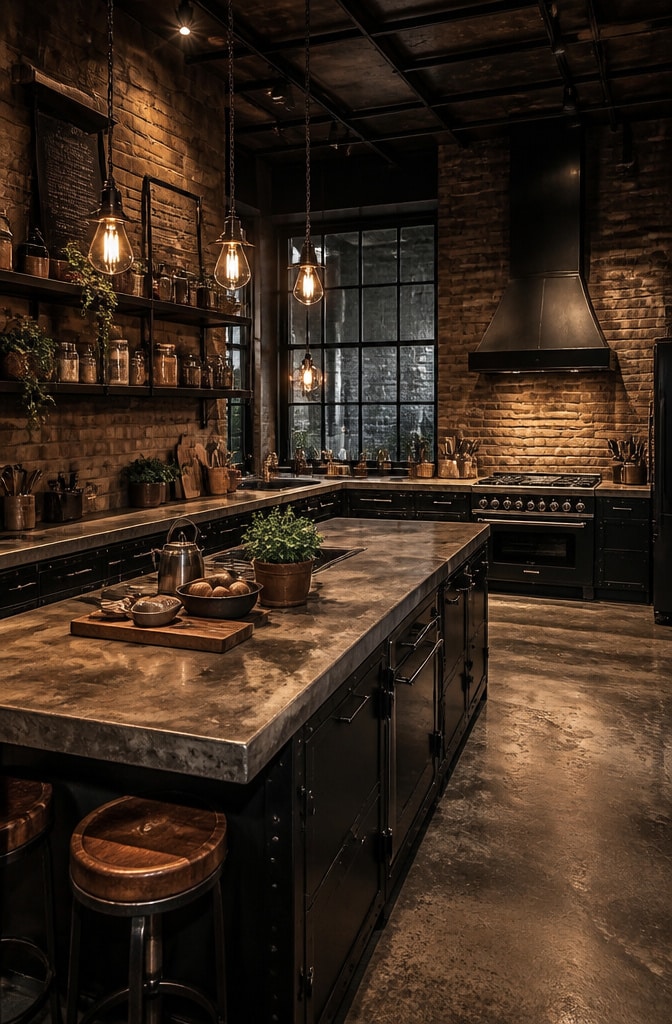 Industrial Brown Concrete Countertops Kitchen