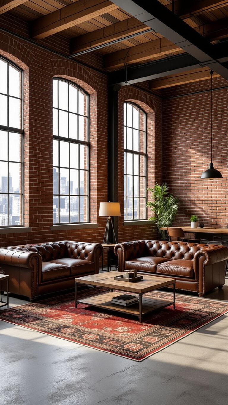 Industrial Brown Loft Living Room