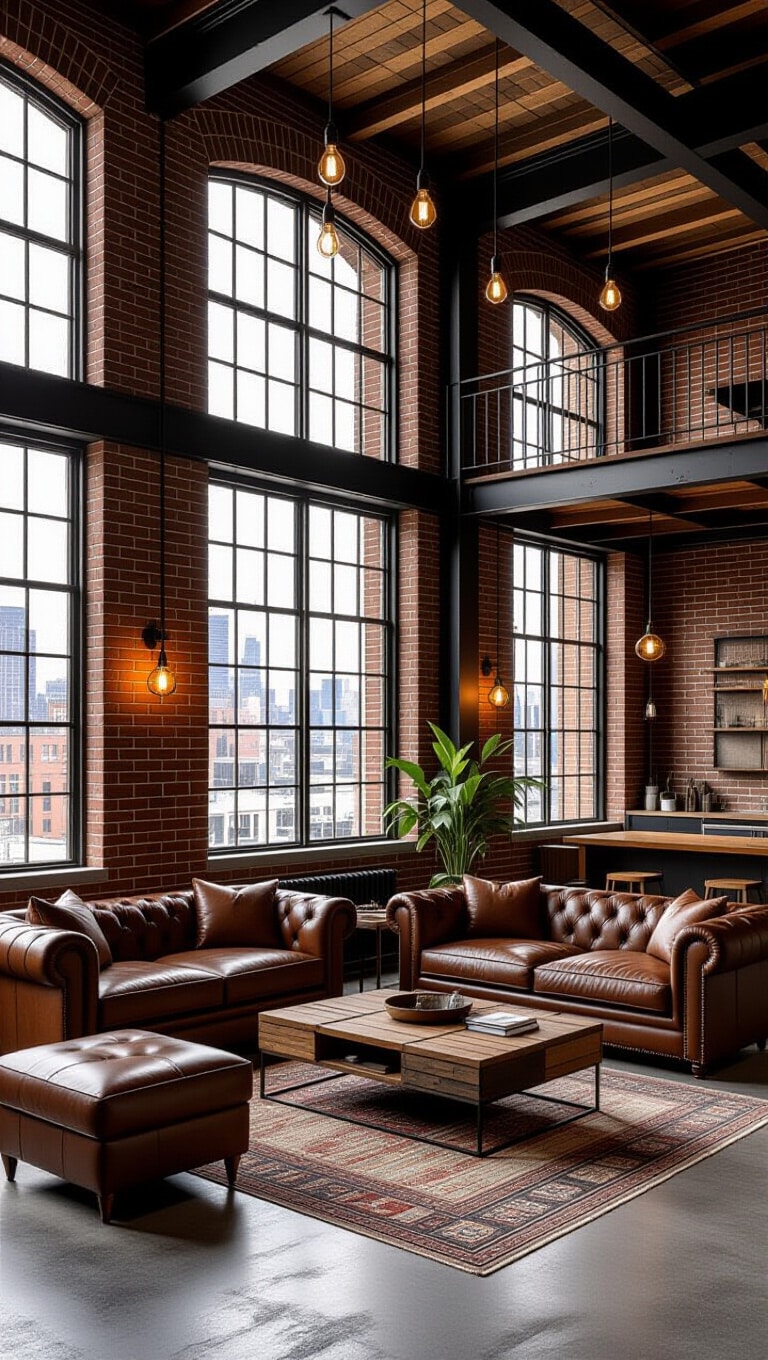 Industrial Brown Tones Loft Living Room