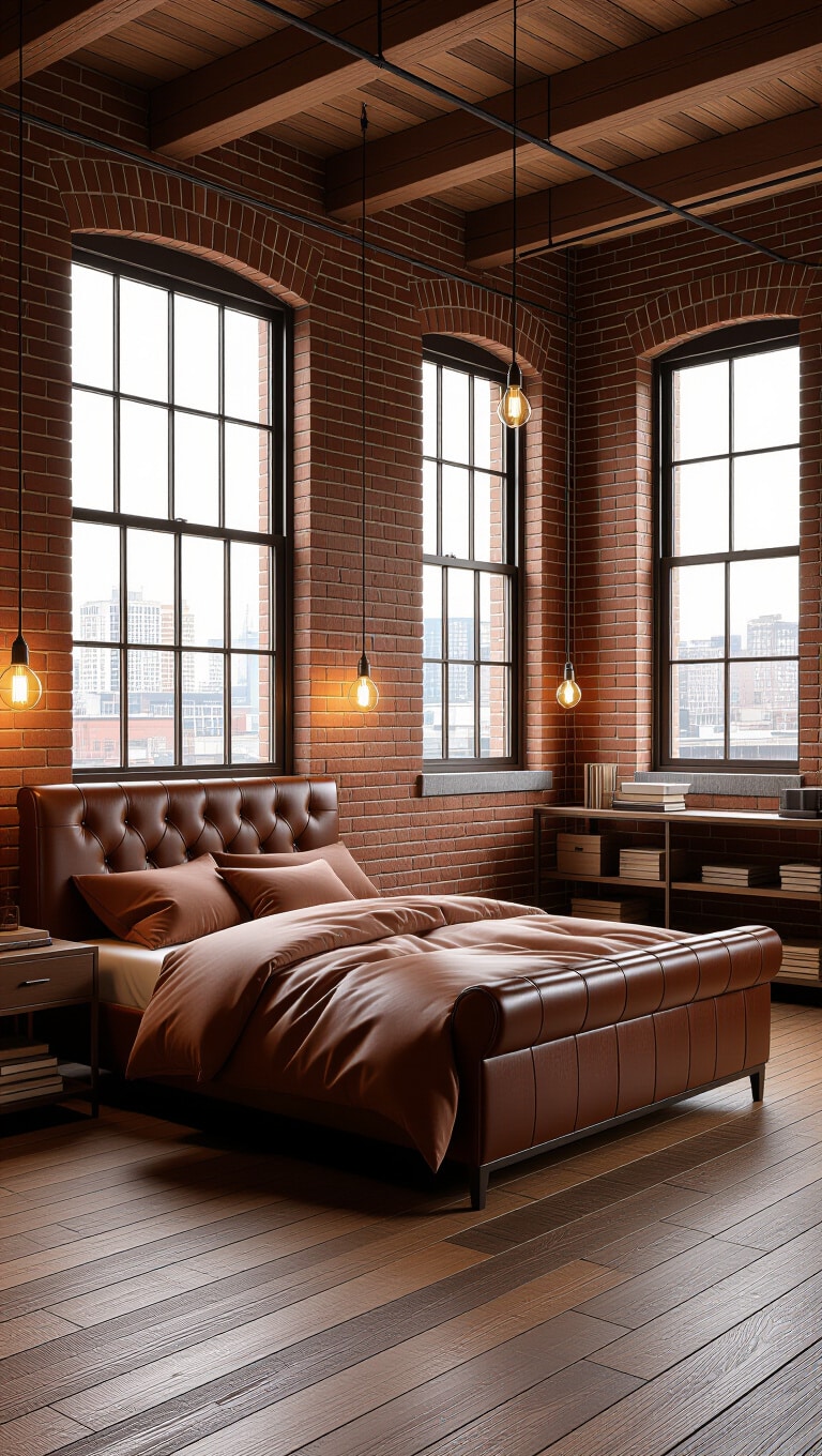 Industrial Chic Brown Bedroom