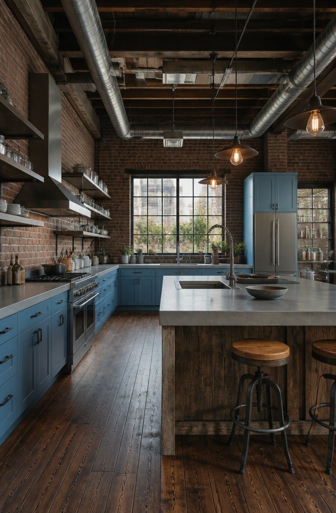 Industrial Chic Duck Egg Blue Kitchen