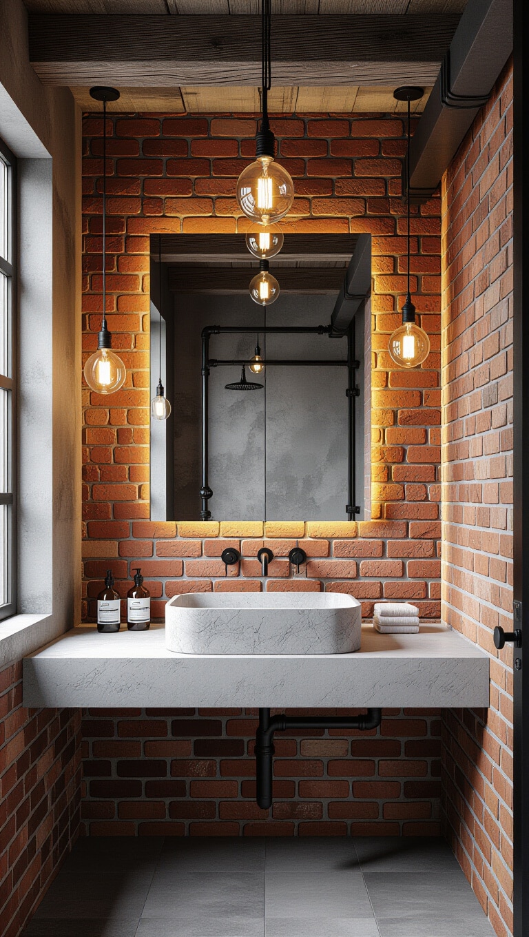 Industrial Chic Marble Sink Bathroom
