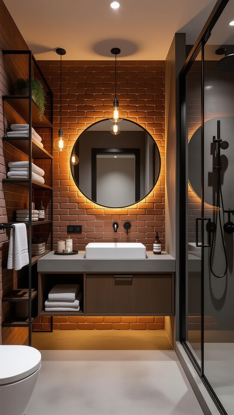 Industrial Chic Small Brown Bathroom