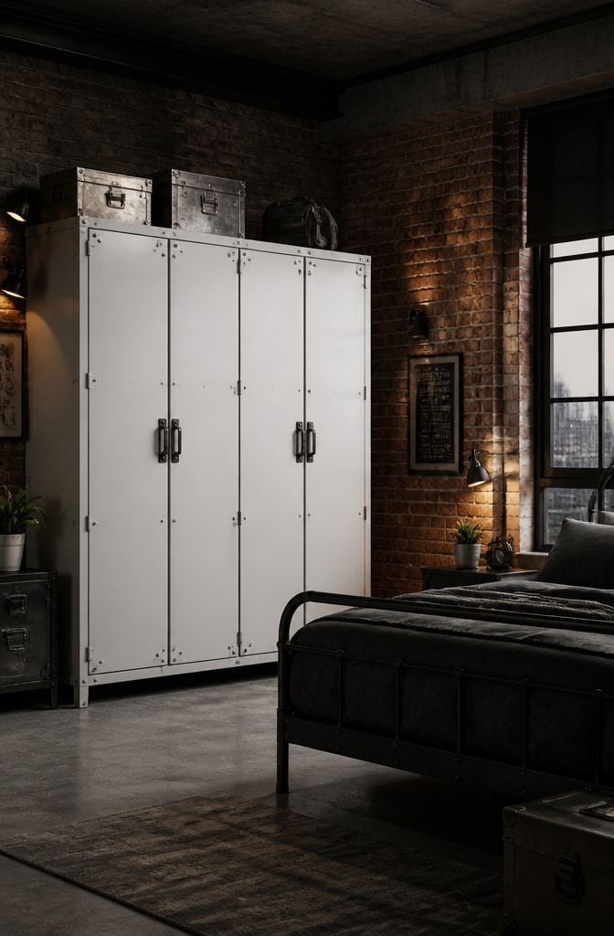 Industrial Chic White Wardrobe Bedroom