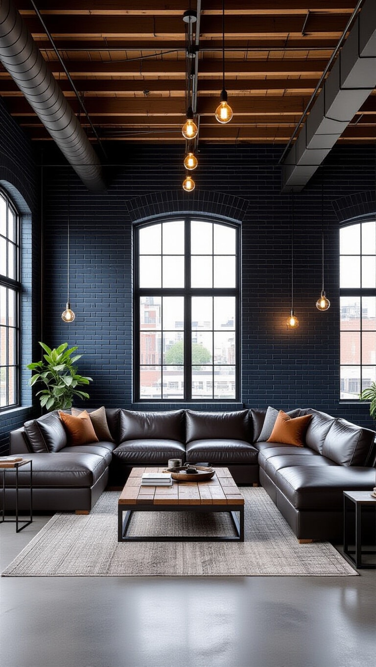 Industrial Dark Blue Living Room