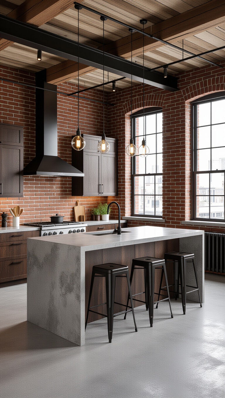 Industrial Dark Brown Loft Kitchen