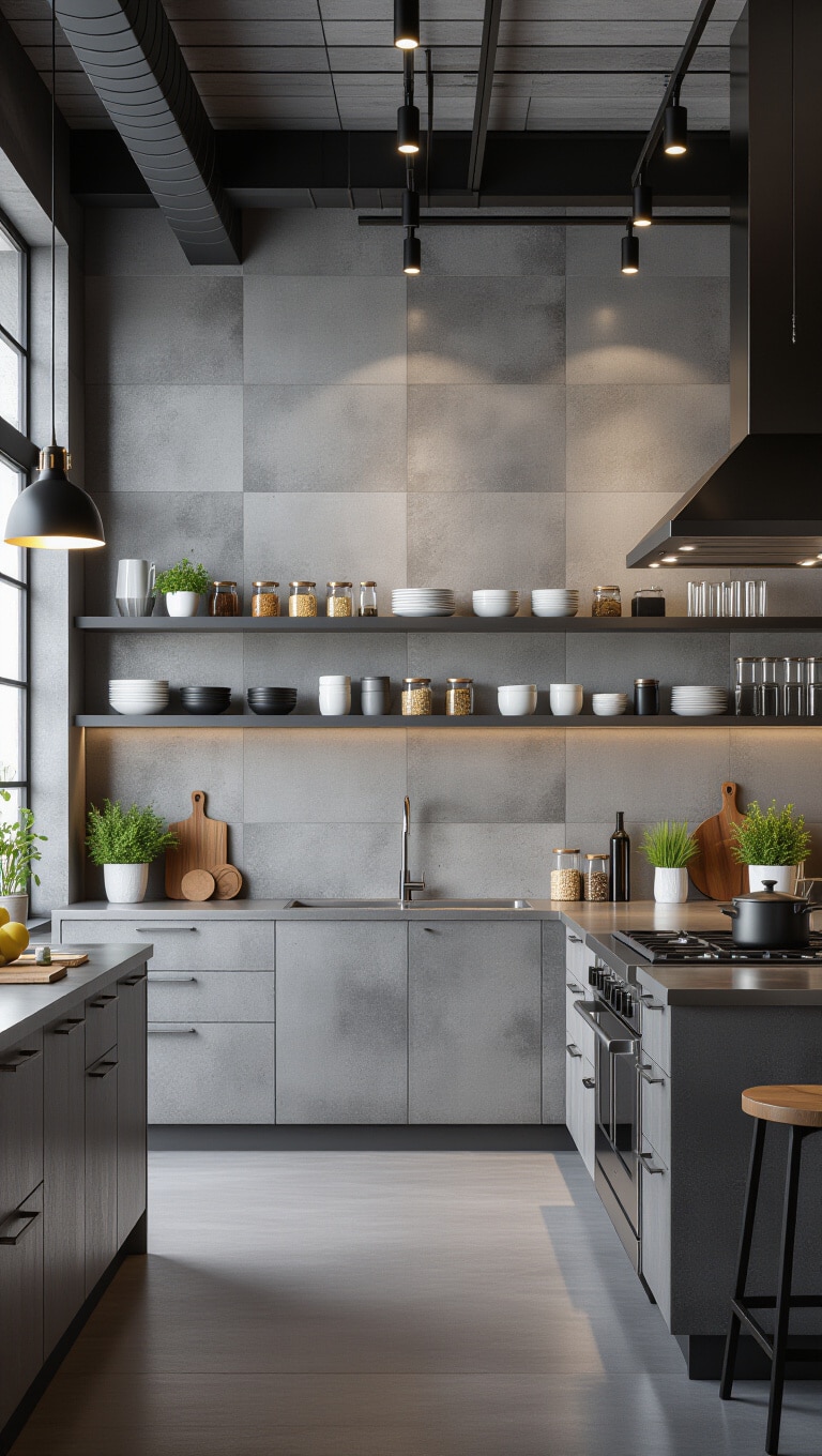 Industrial Grey Subway Kitchen Tiles
