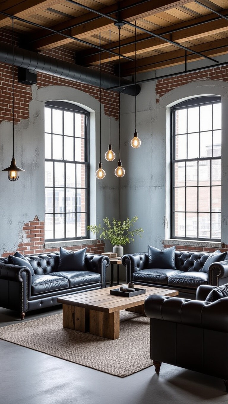 Industrial Light Blue Living Room