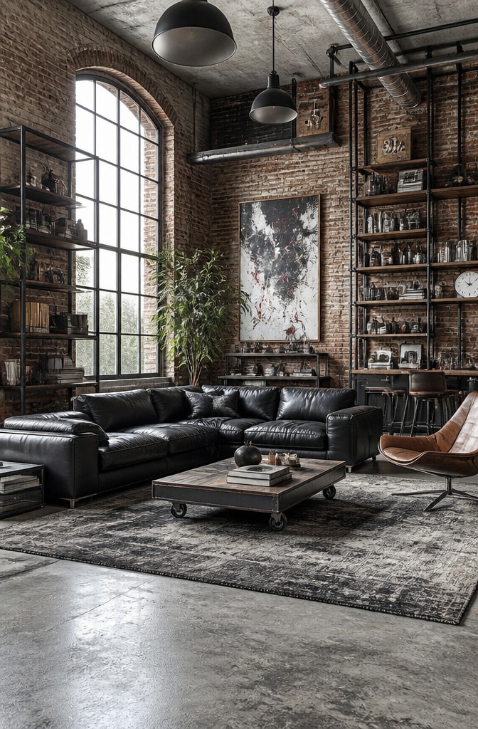 Industrial Loft Black Sofa Living Room