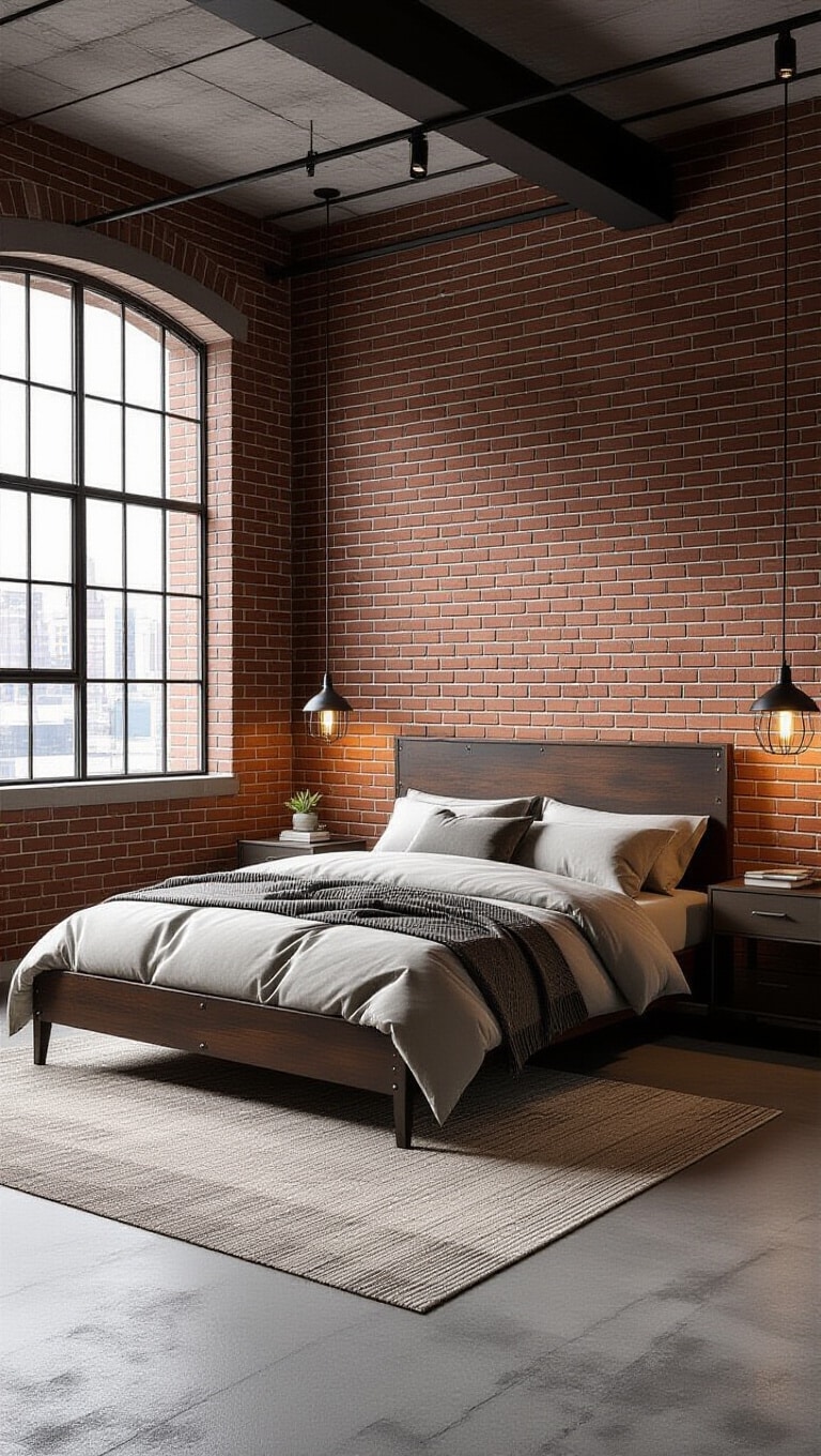 Industrial Loft Dark Brown Bed Frame Bedroom