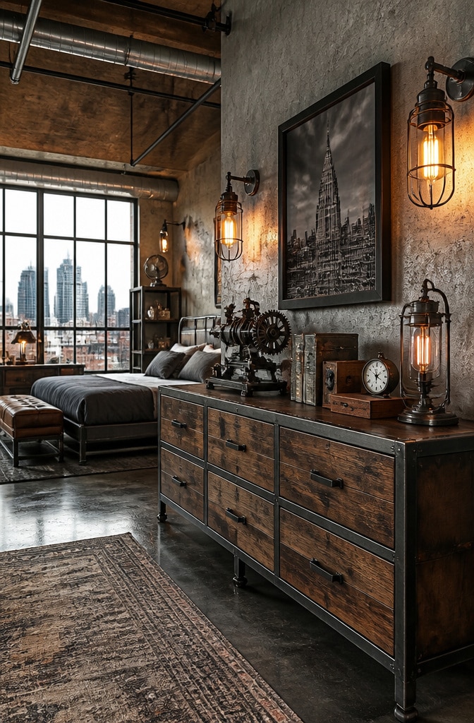Industrial Loft Style Dresser Decor Bedroom