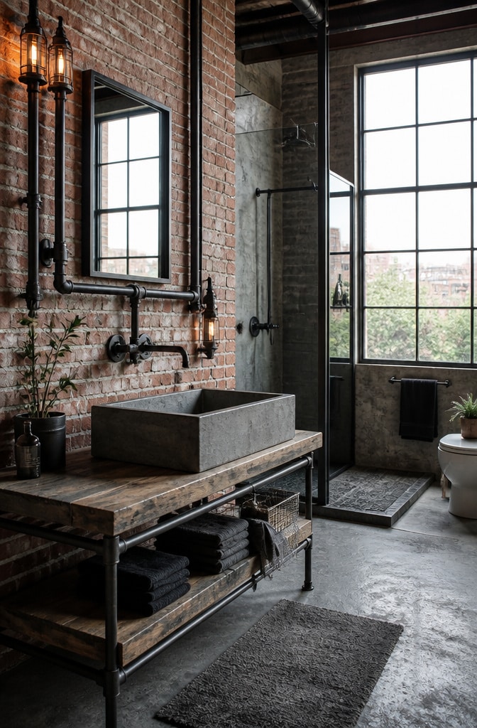 Industrial Loft Vessel Sink Bathroom