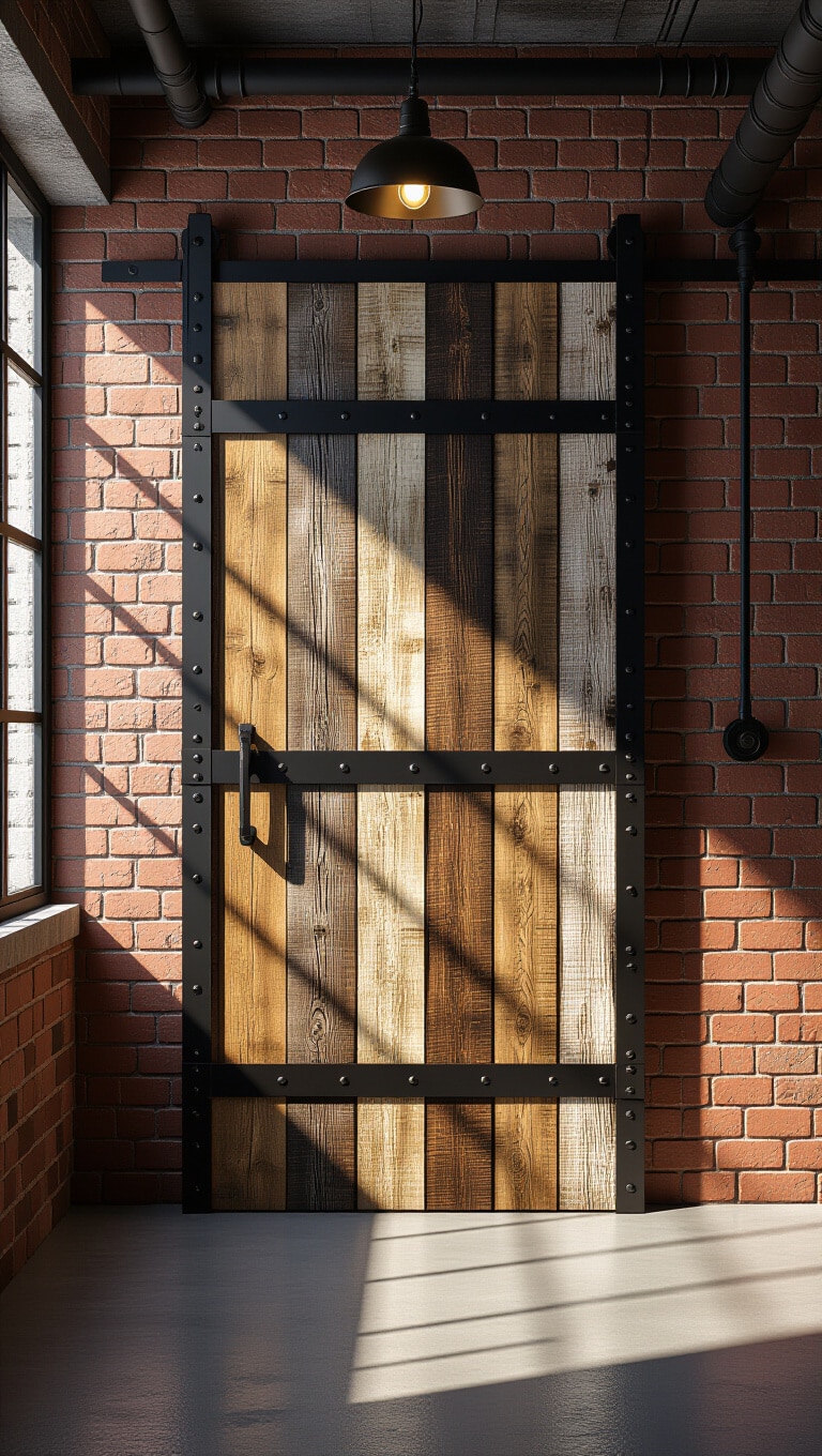 Industrial Reclaimed Wood and Metal Door