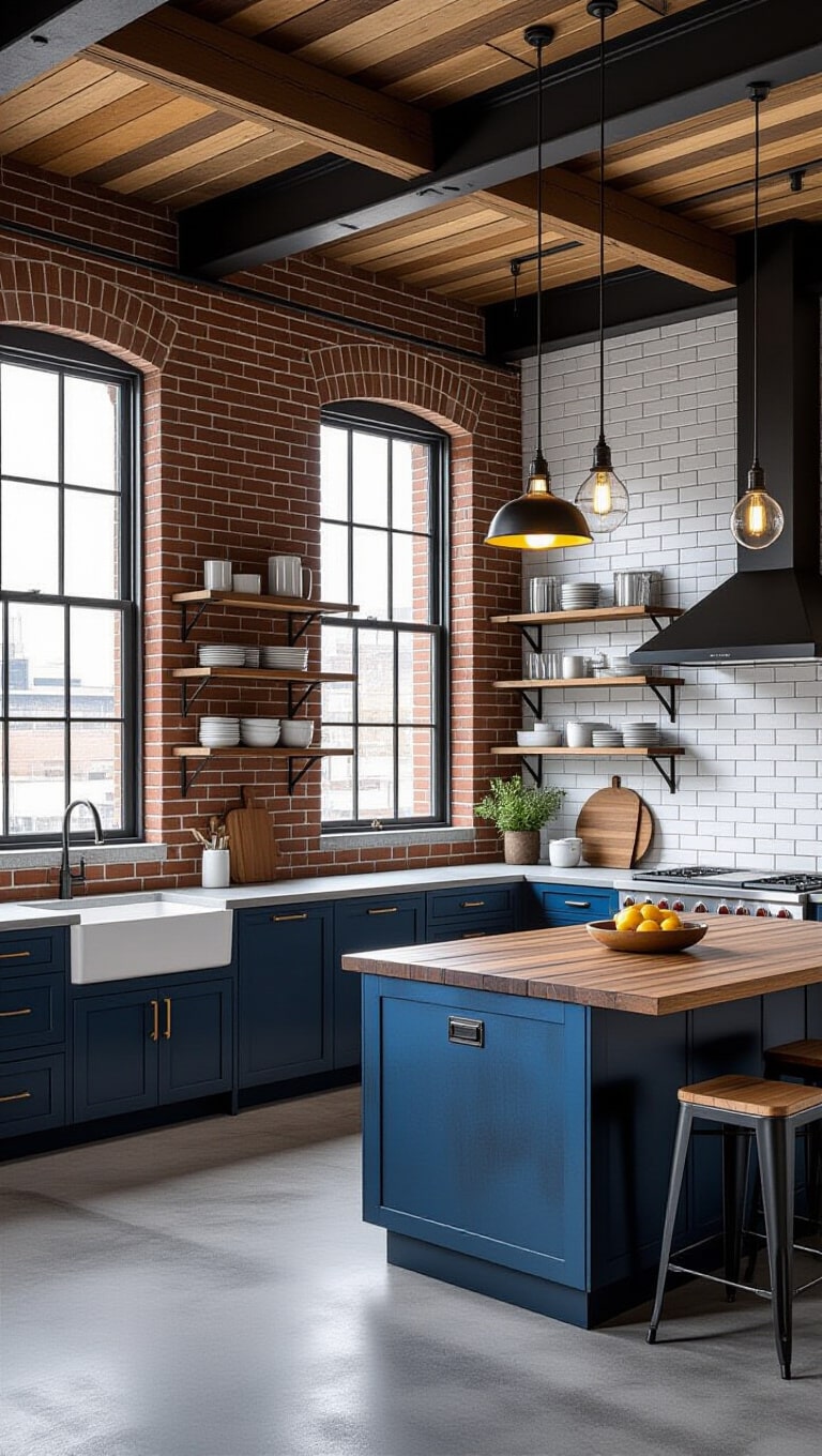 Industrial Slate Blue Kitchen