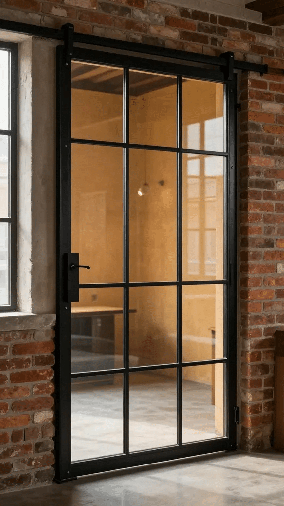 Industrial Steel Frame and Glass Sliding Door