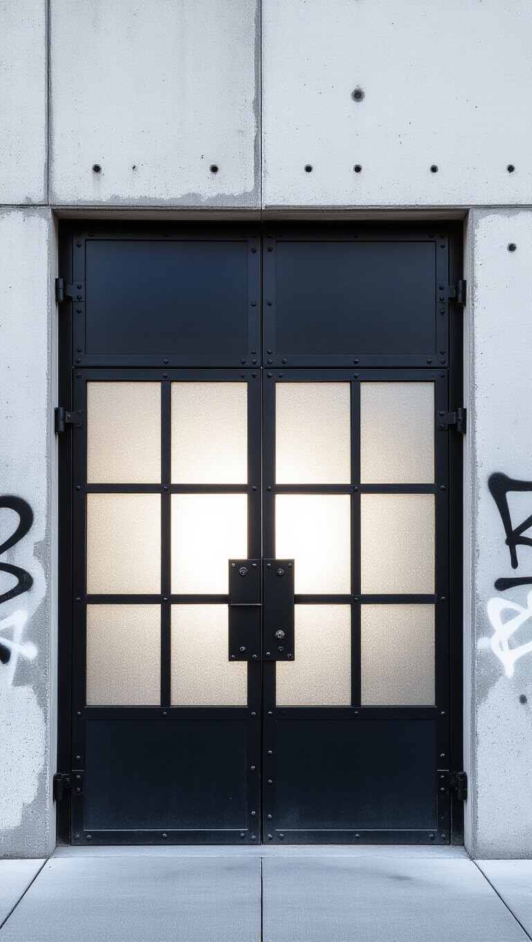 Industrial Steel Frame Double Doors