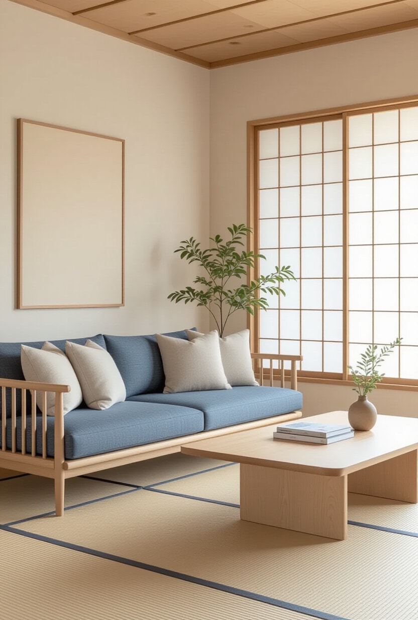 Japandi Blue and Beige Tranquility