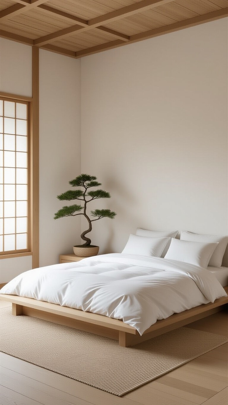 Japandi Minimalist Zen Clean Girl Bedroom