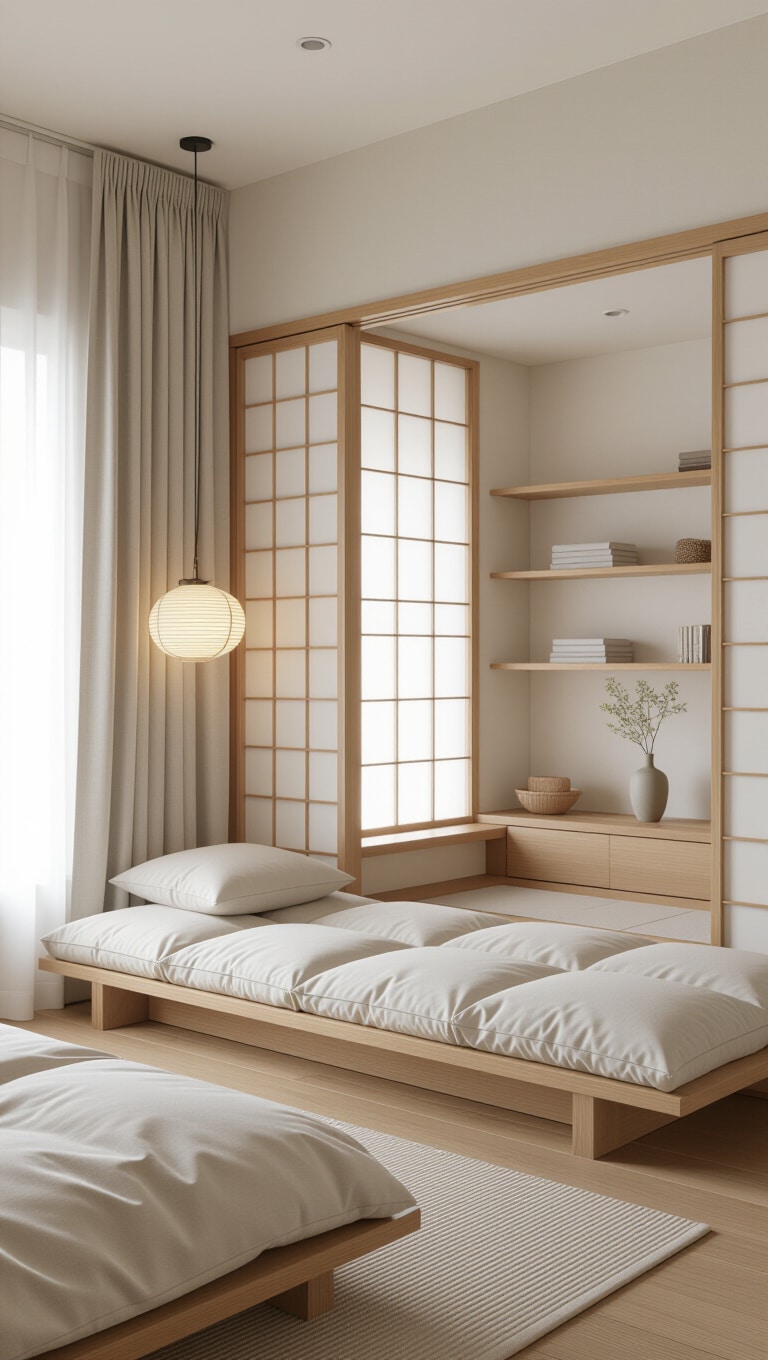 Japandi Space-Saving Bedroom Retreat