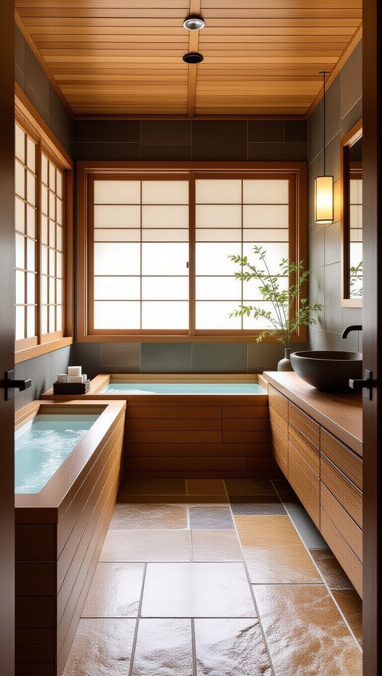 Japanese Zen Brown Bathroom
