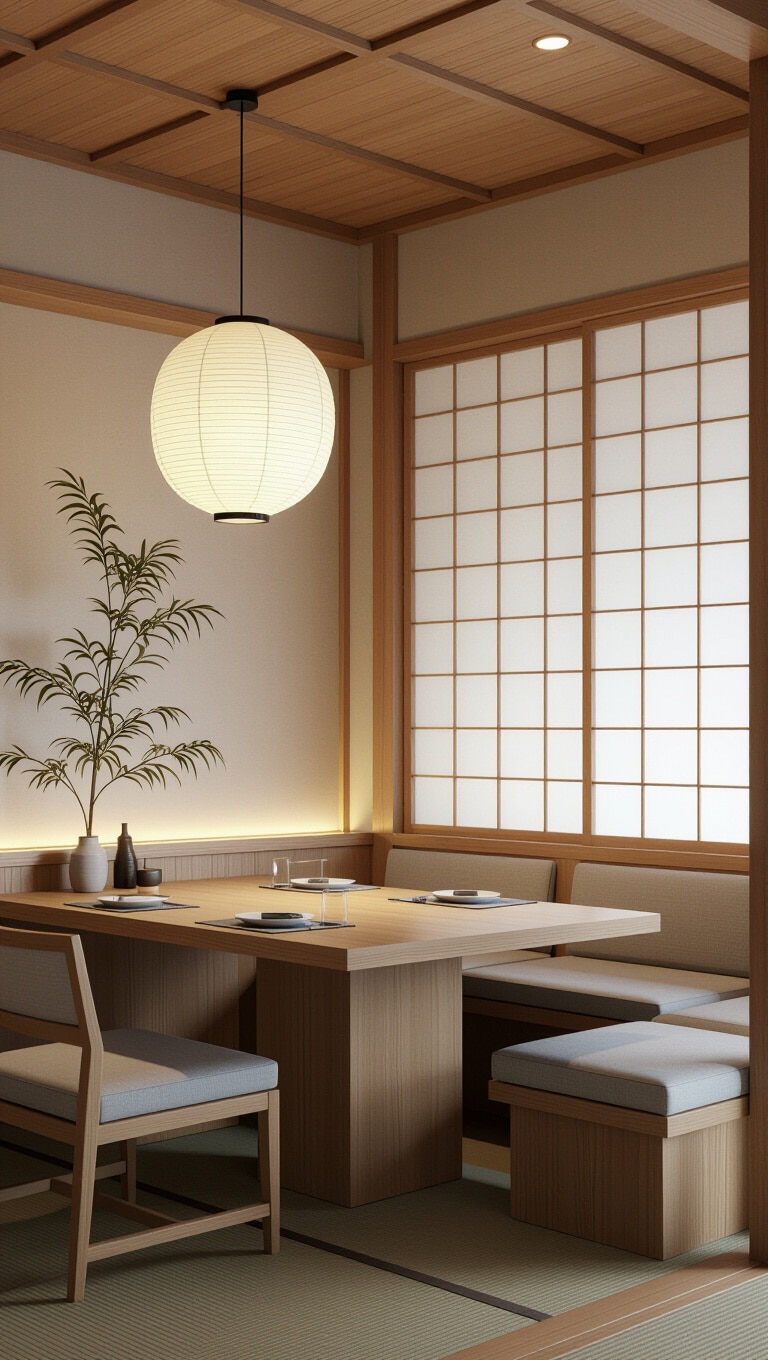 Japanese Zen Inspired Dining Room Walls