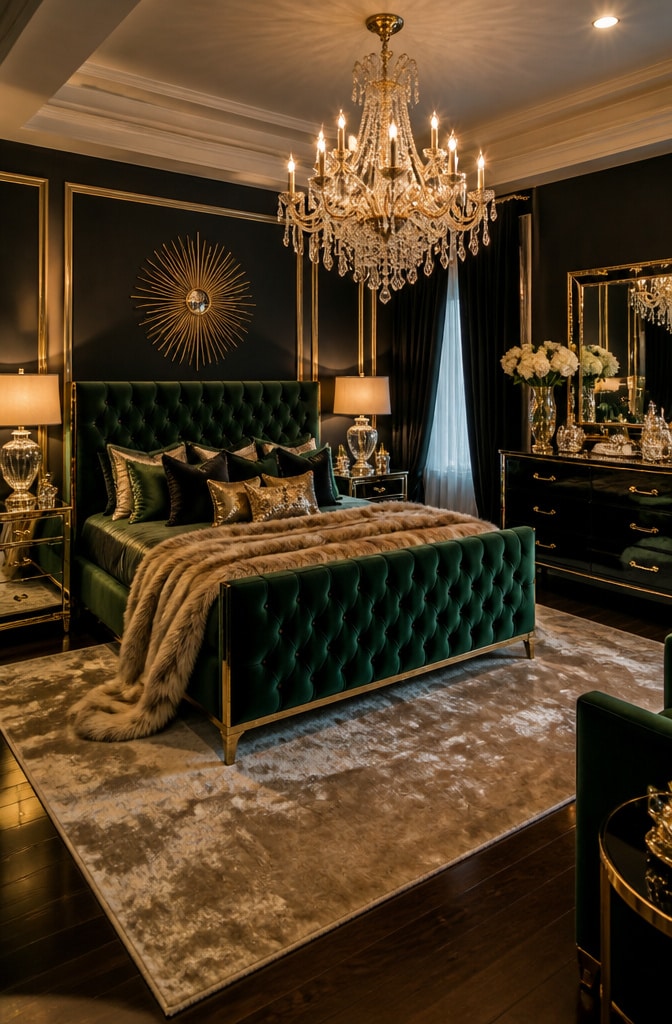 Luxurious Hollywood Glam Bedroom Setup