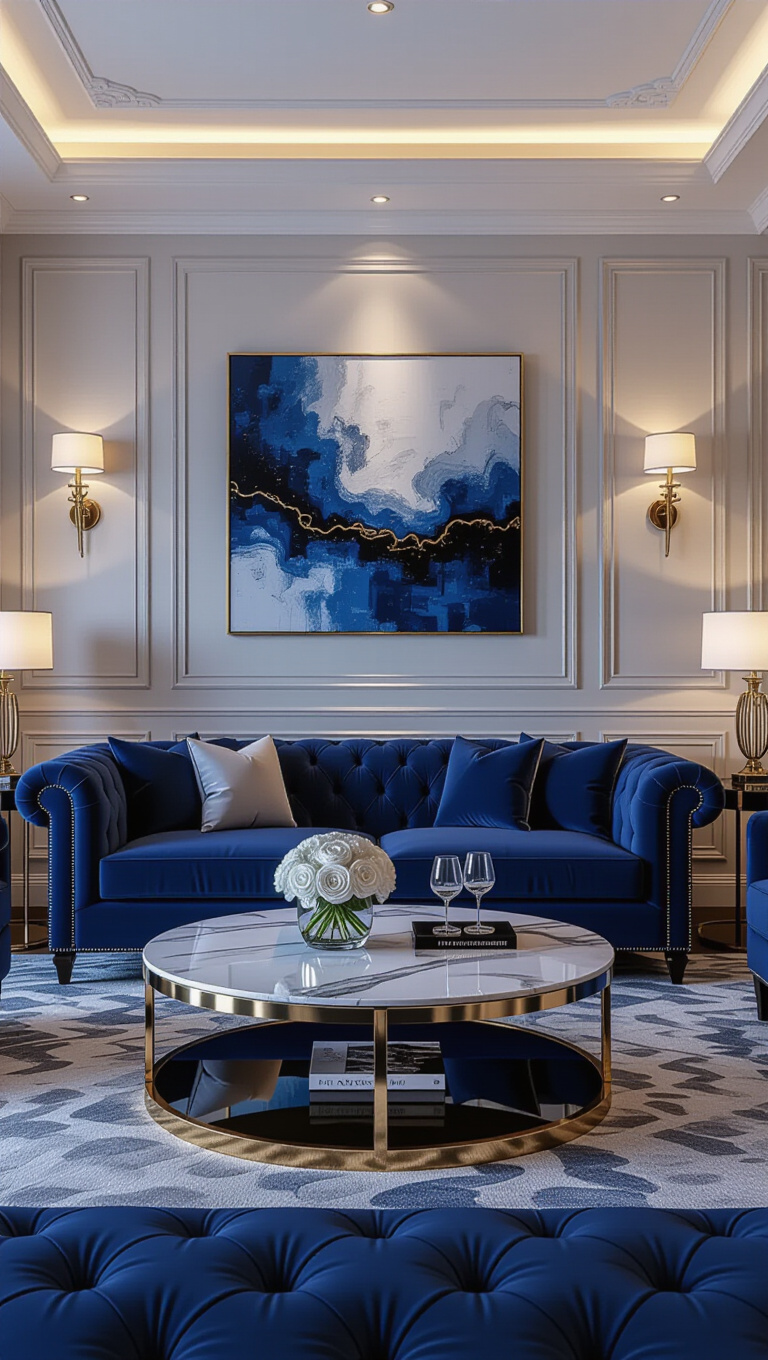Luxurious Hotel-Style Blue Velvet Suite