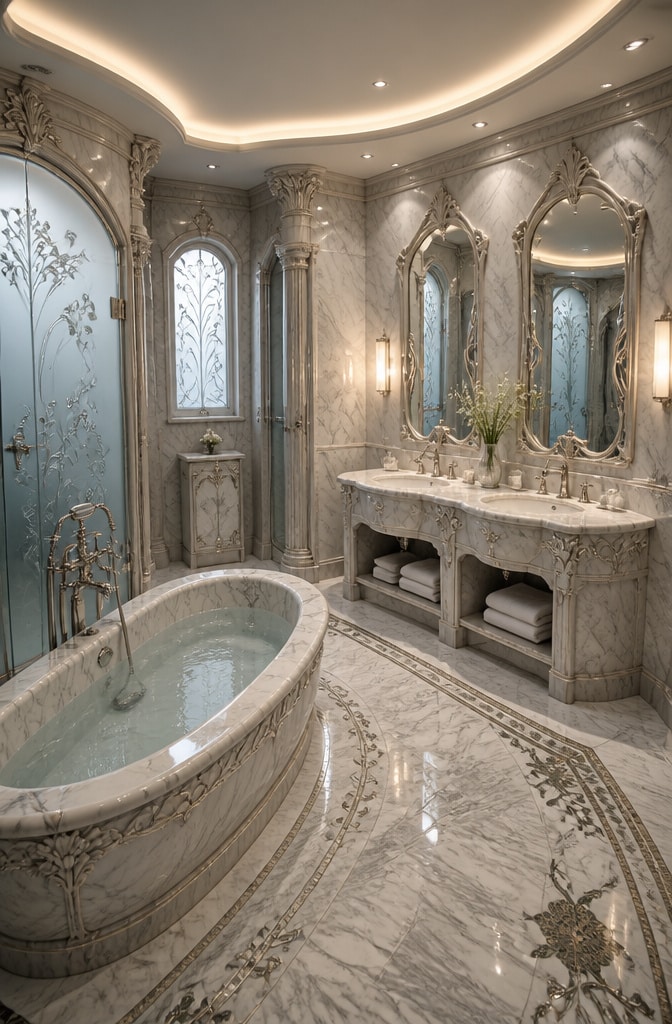 Luxurious Marble Art Nouveau Bathroom
