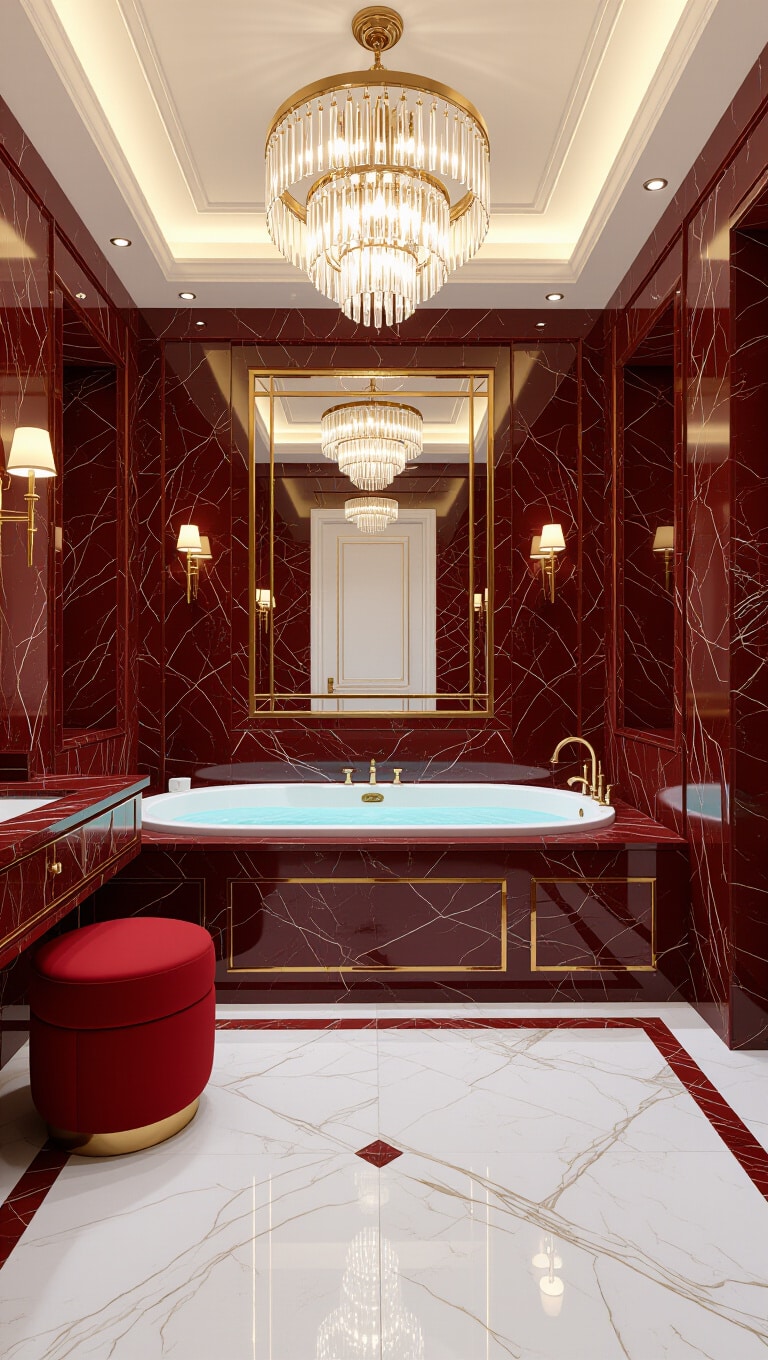 Luxurious Red Marble Bathroom
