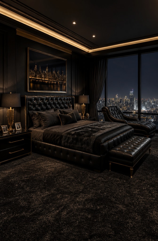 Luxury Black Leather Bedroom