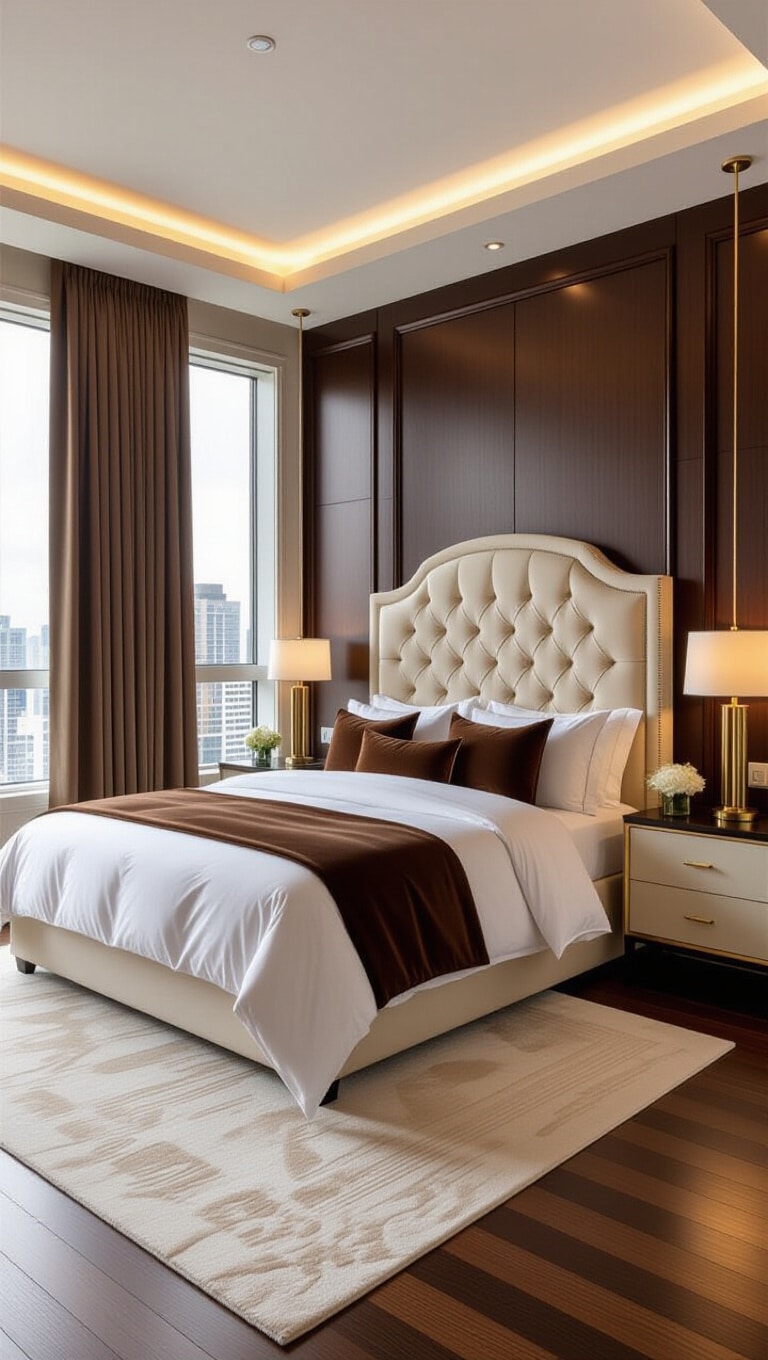 Luxury Brown and Cream Hotel-Style Bedroom
