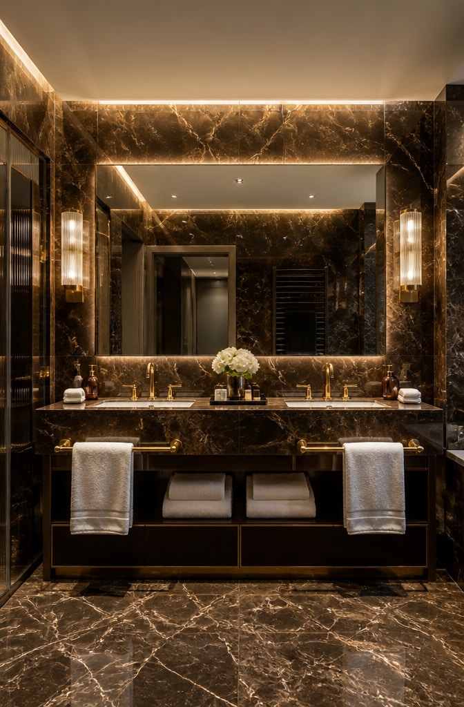 Luxury Dark Brown Marble Vanity