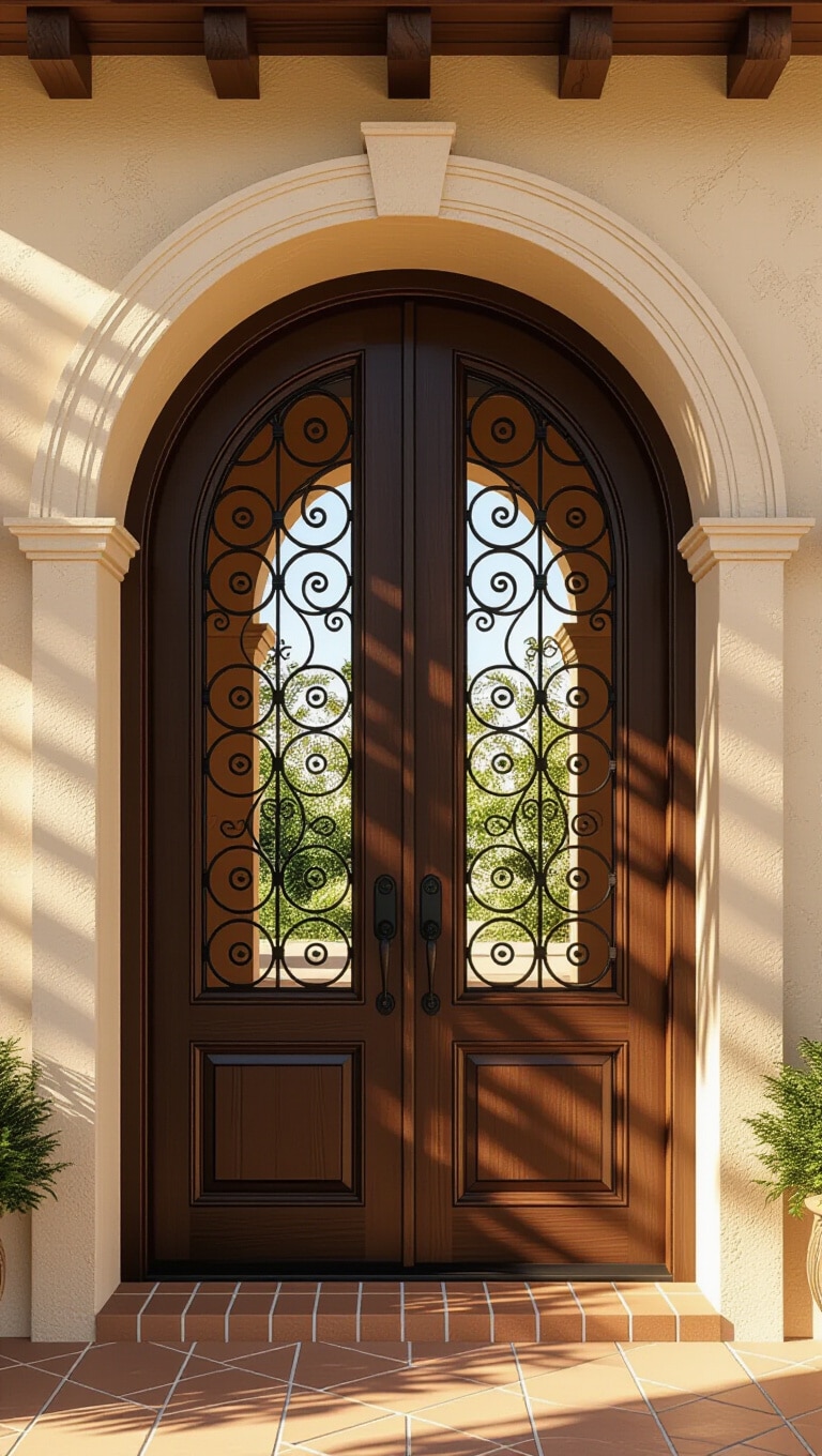 Mediterranean Arched Double Doors