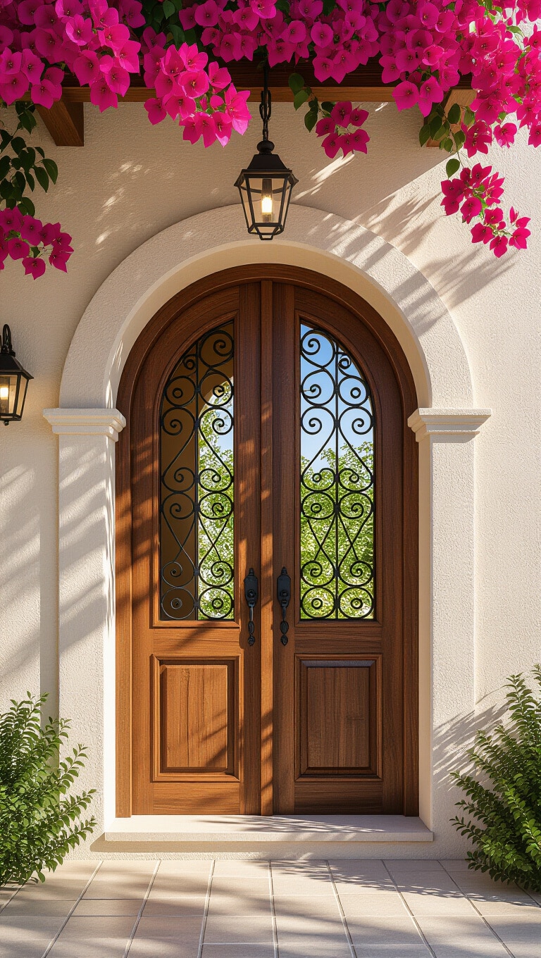 Mediterranean Arched Wooden Door