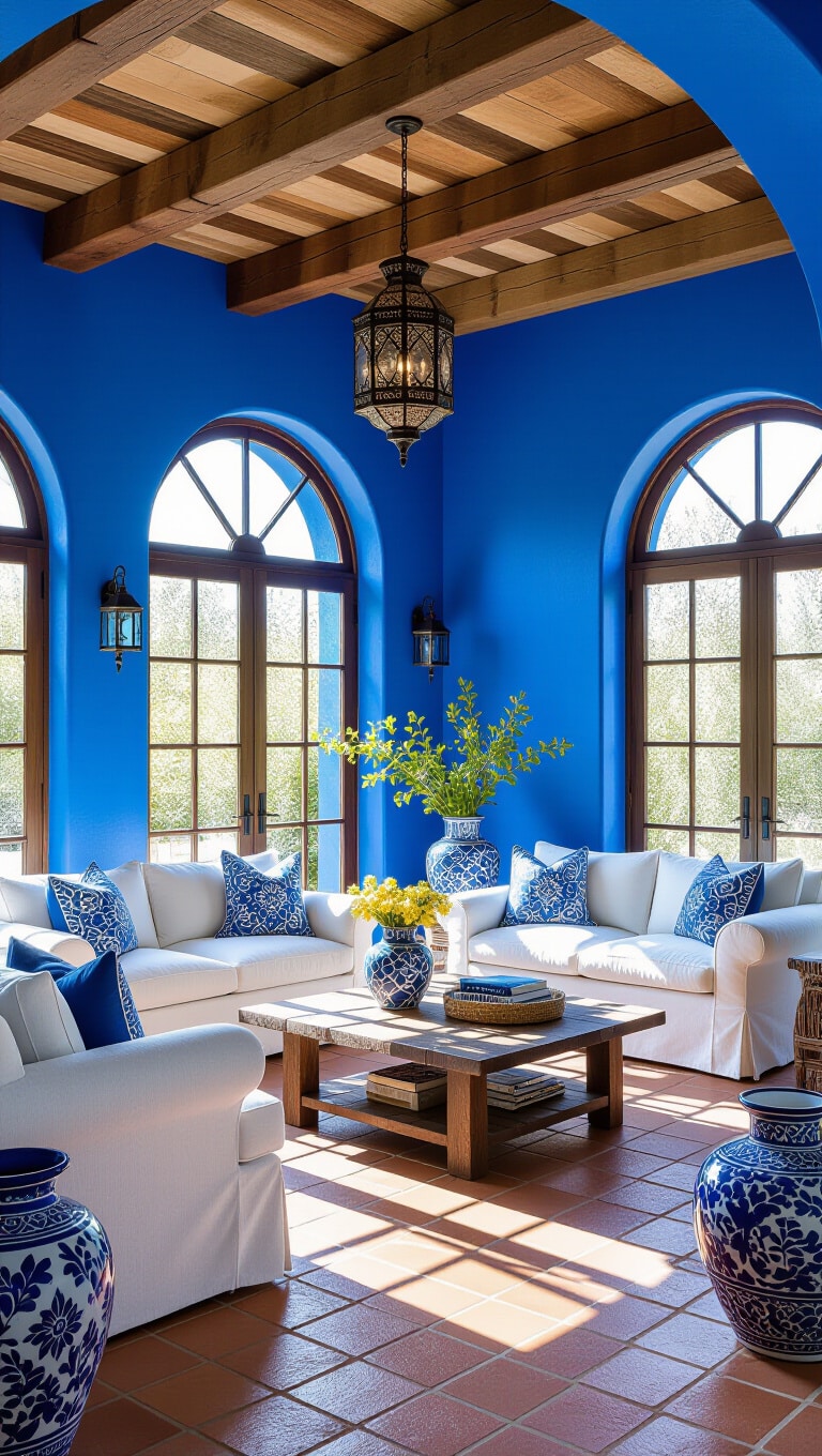 Mediterranean Blue Living Room Oasis