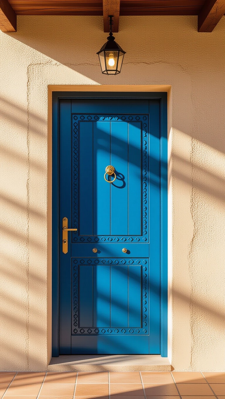 Mediterranean Blue Steel Safety Door
