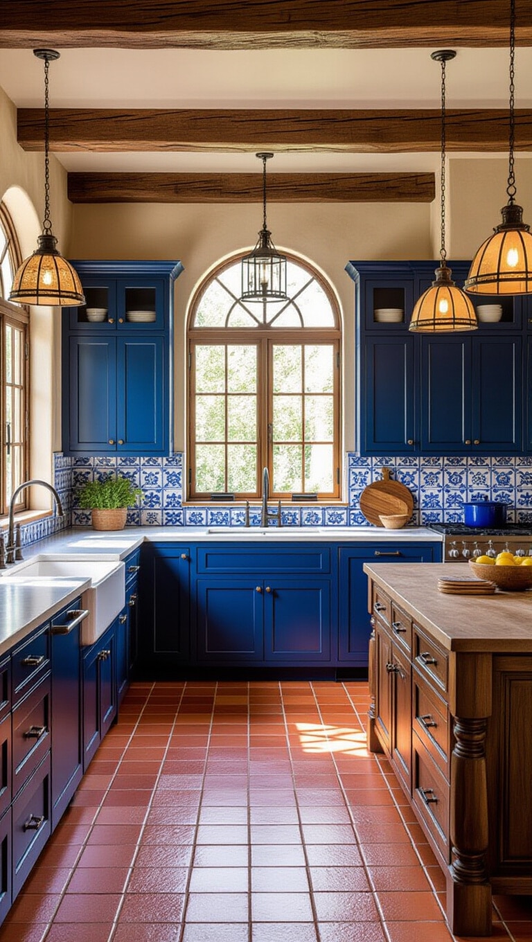 Mediterranean Blue Tiled Kitchen