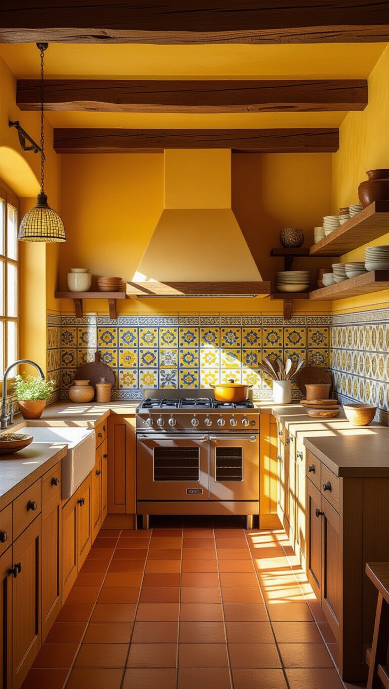 Mediterranean Sun-Kissed Yellow Tile Kitchen